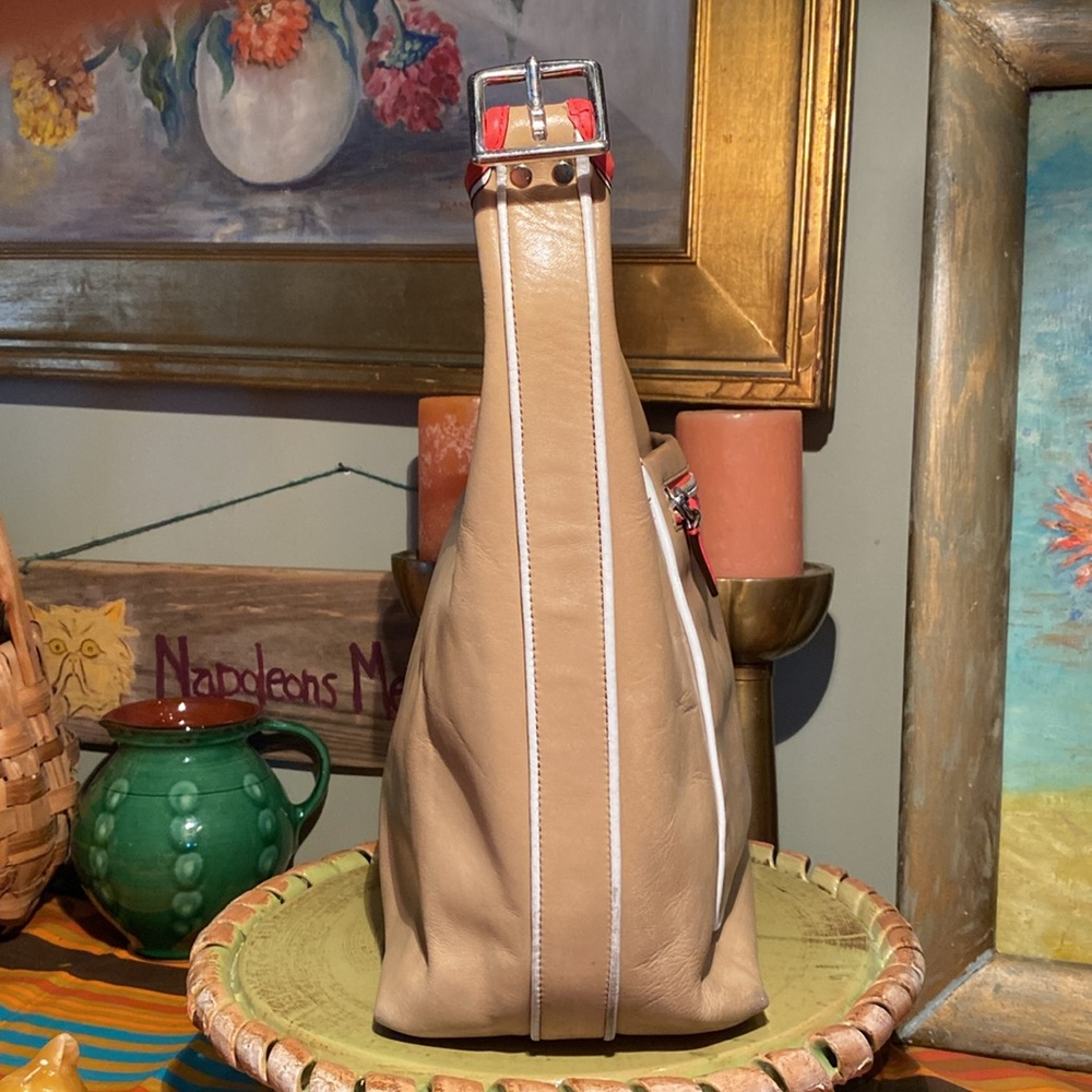 Coach Legacy Duffle - Taupe and Coral, two-way strap (22414) Large - Picture 6 of 16